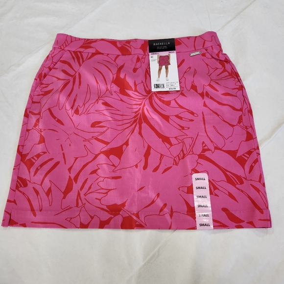 Rafaella Pants - Rafaella Size Small Pink Tropical Print Women's Skort